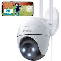 ieGeek 2K Camera Surveillance WiFi Exterieure, 360° Camera IP, Vision Nocturne Couleur, Détection Humaine, Audio Bidirectionnel