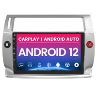 JUNSUN Autoradio Android 12 2Go+32Go pour Citroen C4 2004-2009 avec 9''écran Tactile,Carplay GPS WiFi USB SD Bluetooth Android Auto