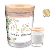 Bougie parfumée 'Ma Fille tu illumines ma vie' (fleur d'oranger) - 92x70 mm [R6064]