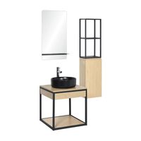 Meuble de salle de bain 50 cm NOTTO avec colonne, miroir et vasque Bois Clair