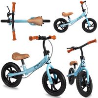 Vélo bébé draisienne MoMi BREKI - réglage de la hauteur, frein, sans pédales - 12" roues - style sportif - Bleu