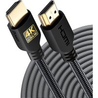 PowerBear Câble HDMI 4K 7 m | Haute vitesse, nylon tressé et connecteurs plaqués or, 4K à 60 Hz, Ultra HD, 2K, 1080P, ARC et CL3