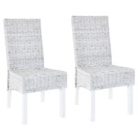Lot de 2 chaises de salle à manger - 46x61x93cm, Chaise en Rotin Kubu Style Classique, marron clair