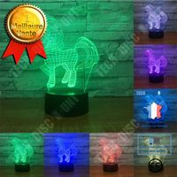TD® Chambre décorative LED 3D licorne en forme de veilleuse 7 couleurs changent contrôle tactile chevet acrylique lampe de table