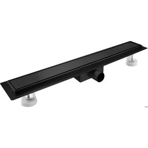 Caniveau De Douche Idralite Noir Acier/verre – Longueurs 50 à 120 Cm, Syphon Inclus