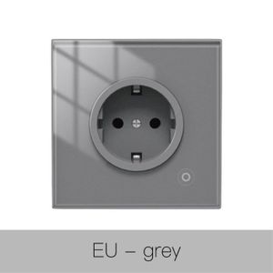 PRISE Prise grise UE-prise murale intelligente, panneau en verre, contrôle sans fil tuya, maille avec minuterie, Al