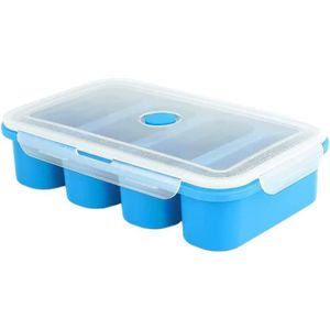 Plateau Congélation Silicone Avec Couvercle - Moules à Soupe - Bleu Lac - 11