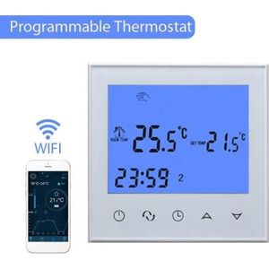 THERMOSTAT D'AMBIANCE Touchez Éboulis sans fil numérique intelligent thermostat programmable pour le système de chauffage (Blanc) Aa25182