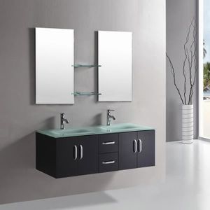 SALLE DE BAIN COMPLETE Meuble salle de bain double vasque luxe - ICE - noir - verre - design innovateur et moderne