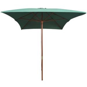 PARASOL BET Parasol avec poteau en bois 200 x 300 cm Vert 