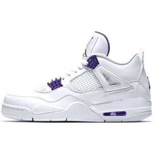 CHAUSSURES BASKET-BALL Nikex Air-Jordanx 4 Retro Military Noir Blanc et Noir Femme Homme AJ4 Chaussures de basket-blanc violet CD000125
