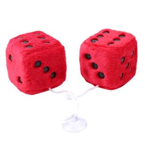 Kinnart Lot de 2 dés rétro carrés à suspendre pour rétroviseur Cadeau idéal Décoration de voiture Dés en peluche avec pois Noir 