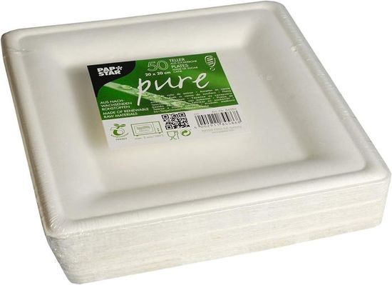 Lot De 50 Assiettes En Carton Compostables 23 Cm - Marron, Écologiques Pour Fêtes, Barbecue