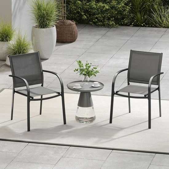 COSTWAY Lot De 2 Chaises Jardin Pliantes Bleu - Fauteuil Extérieur Métal 150 Kg