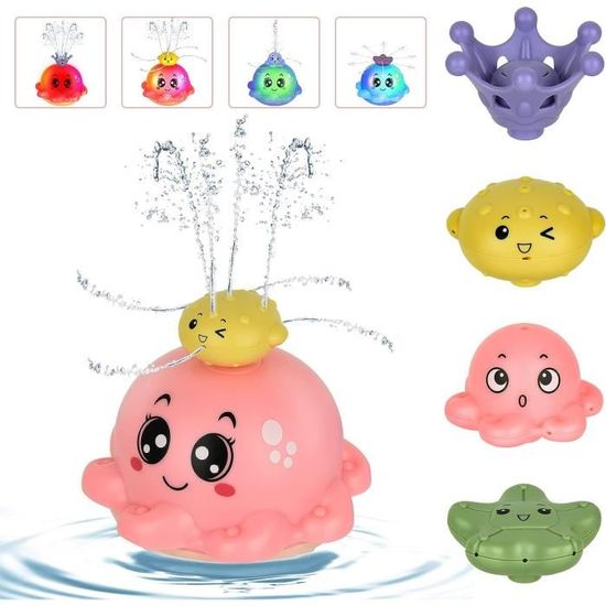 Delycazy Jouet Bain Bébé 1 2 3 Ans, Enfants Jouets De Bain LED Pieuvre Induction Automatique Jet D'eau Jouets De Piscine Pour Bébé | Votre Wishlist Sur