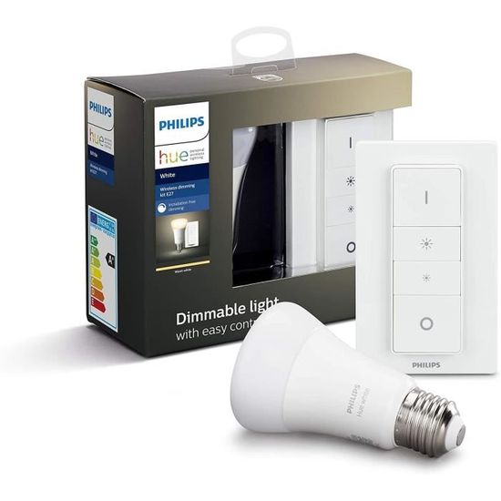 Fonctionne avec Alexa Pack de 2 Philips Hue Ampoules Led Connectées White Ambiance GU10 Compatible Bluetooth Smart Button Bouton Télécommande Intelligent Connecté Variateur de Lumière