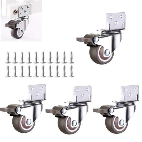 Lot De 8 Roulettes Basses Adhésives - Pivotantes, Caoutchouc Doux, 1.3 Cm Hauteur - Pour Meubles, Rangement Sous Lit