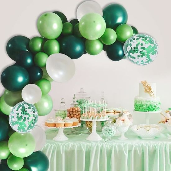 Arche Ballon Anniversaire Kit, Vert Blanc Et Or Ballon Guirlande,103 Ballons Latex Vert Sauge
