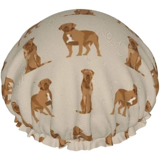 Bonnet de douche simple pour chien français Mastiff - Double couche imperméable - Pour homme et femme - Pour voyage, spa, hôtel 1233
