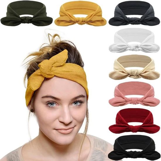 Lot De 8 Bandeaux Cheveux Femme Boho - Serre-tête Élastique Avec Nœuds - Accessoires Cheveux Colorés