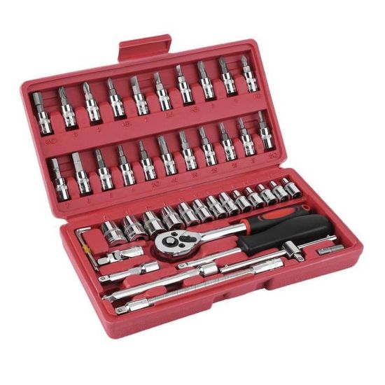 Coffret De Douilles 46 Pièces – 1/4 Cliquet, Embouts PH, Torx – Neuf