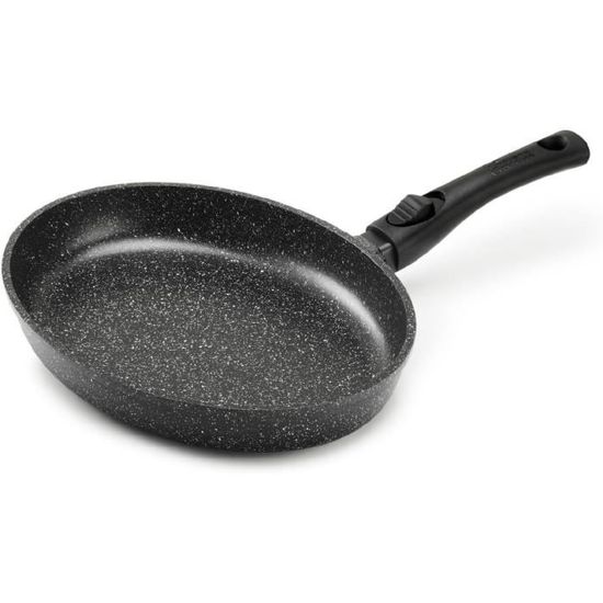 Poêle Pradel Excellence Pierra 24 Cm - Aluminium Forgé, Revêtement Anti-Adhésif Pierre - Manche Amovible - Induction
