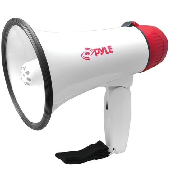 Mégaphone Portatif PYLE - 30W, Portée 732 M, Sirène Intégrée, Léger, Alimentation Piles D