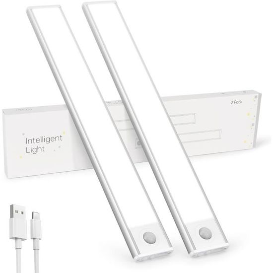 Veilleuses à Détecteur De Mouvement Rechargeables - Sous Armoire, Télécommande, USB, 500 MAh (lot De 2)