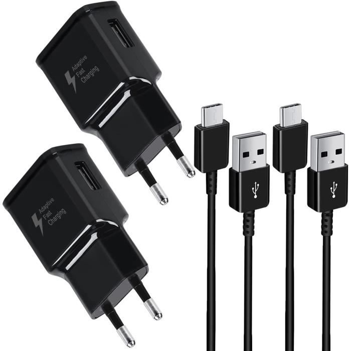 Chargeur secteur rapide USB-C 2A Samsung + Câble USB Blanc - Chargeur