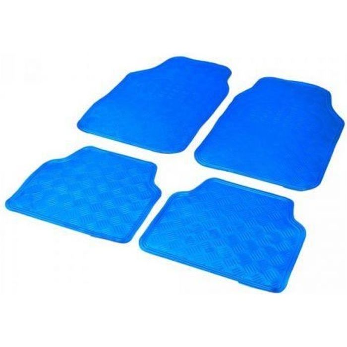 Tapis Auto - CAOUTCHOUC 2 avts+2 arrieres Tuning metal Bleu Universel
