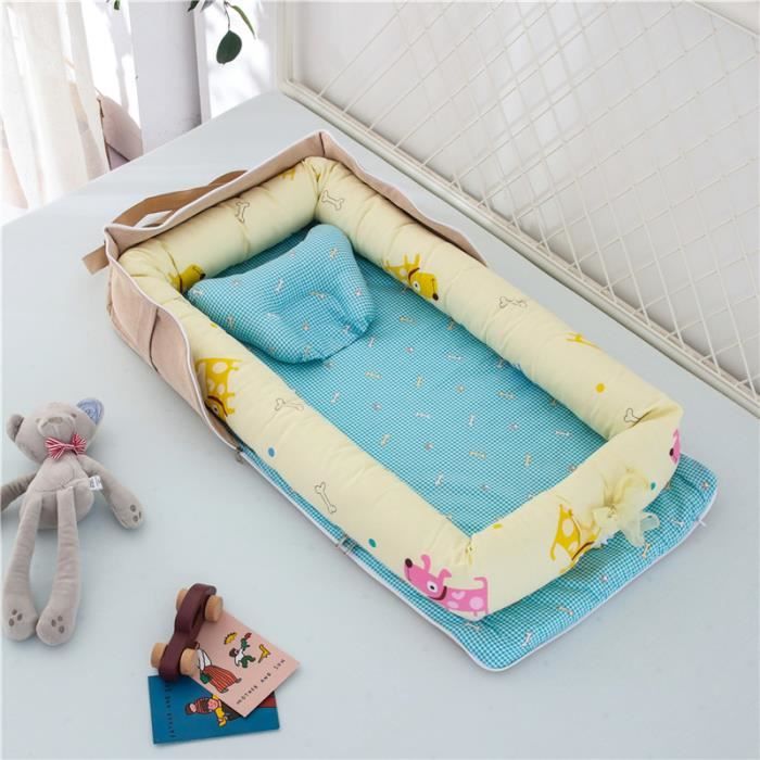 Lit Bébé Portable en Coton Reducteur de lit Pliable Nid pour nouveau-né nourrisson de voyage Lavable Berceau 0-2 Ans, Chien