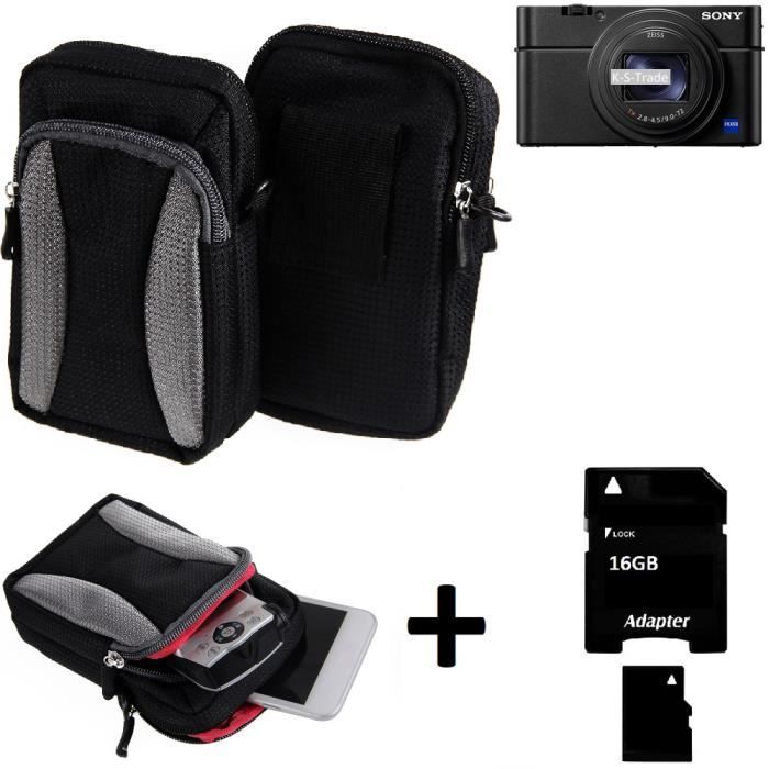 Pour Sony Cyber-shot DSC-RX100 VII Étui de Protection á Bandoulière, Sac, caméra, housse + 16GB mémoire - K-S-Trade®