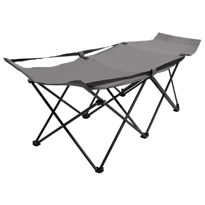 Chaise longue pliable - Transat Bain de soleil Chaise de Repose Longue Pliante - Gris Acier