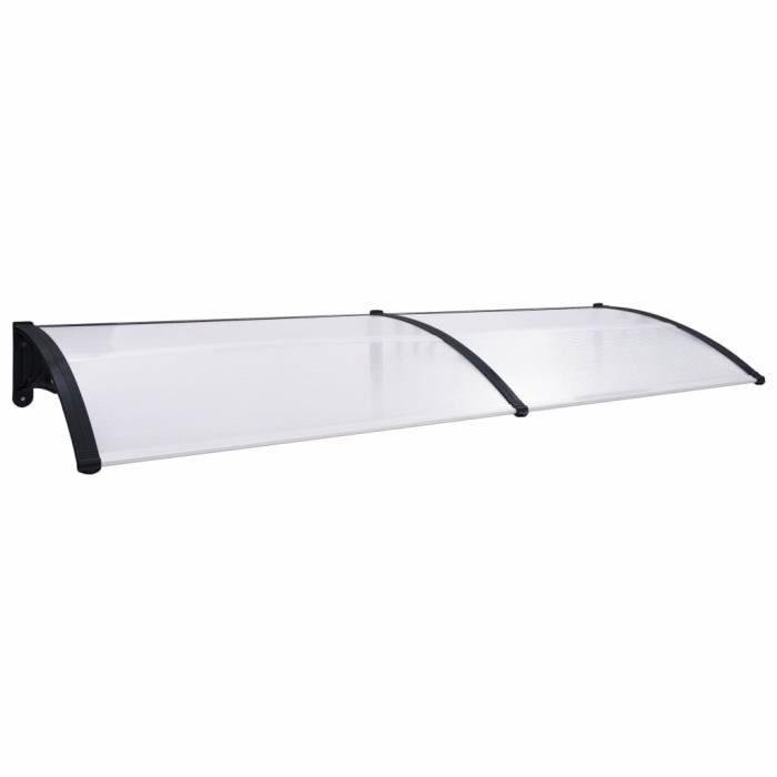 Auvent de porte Style Moderne - Marquise de porte Noir et transparent 240x80 cm PC élégant ♫27482