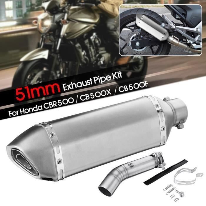 T4W 51mm Moto Kit de Silencieux Tuyau d'échappement Intermédiaire Pour Honda CBR500 CB500X CB500F Type-D