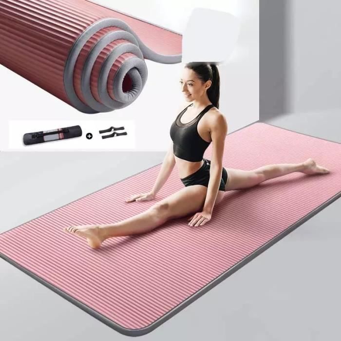 185*80*1cmTapis de Yogaantidérapant, très épais, pour Fitness, Pilates-Ensemble trois pièces sac à dos + coussin + bandage-rose