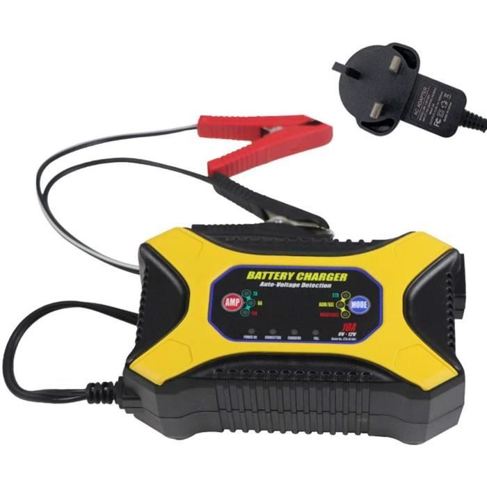Maintien De Charge Batterie Voiture 12V-10A Chargeur Batterie Voitures Intelligent Bouteille Rechargeable 4AH-200AH avec écran à L