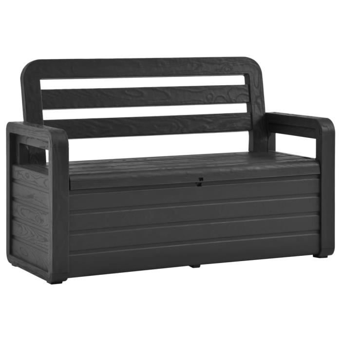 Excellent Qualité :) Banc de rangement Coffre de rangement - Malle de rangement Banc de jardin 132,5 cm Plastique Anthracite &16047&
