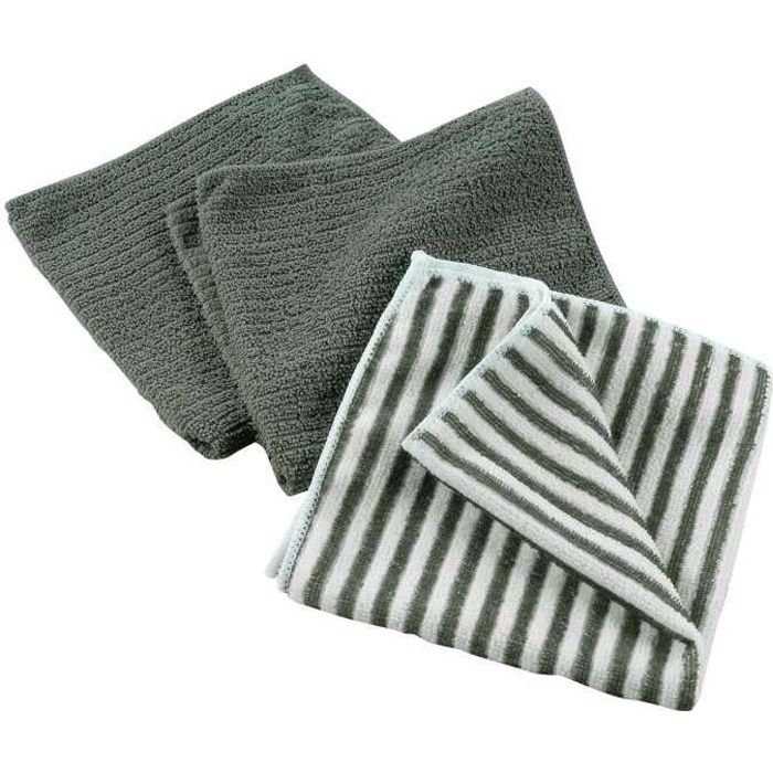 3 TORCHONS 40 x 40 CM MICROFIBRE CUISTOT KAKI