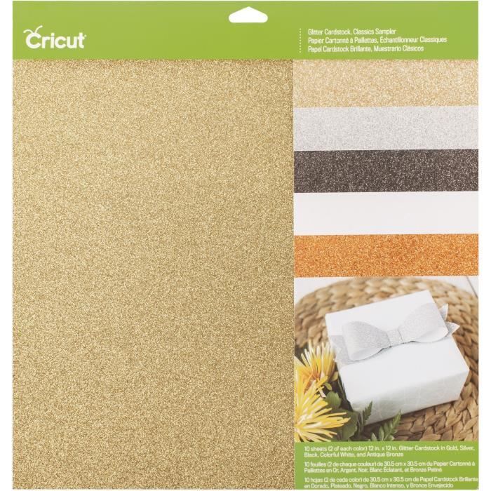 Cricut - 10 blocs de papier cartonné scintillant- 30 x 30 cm