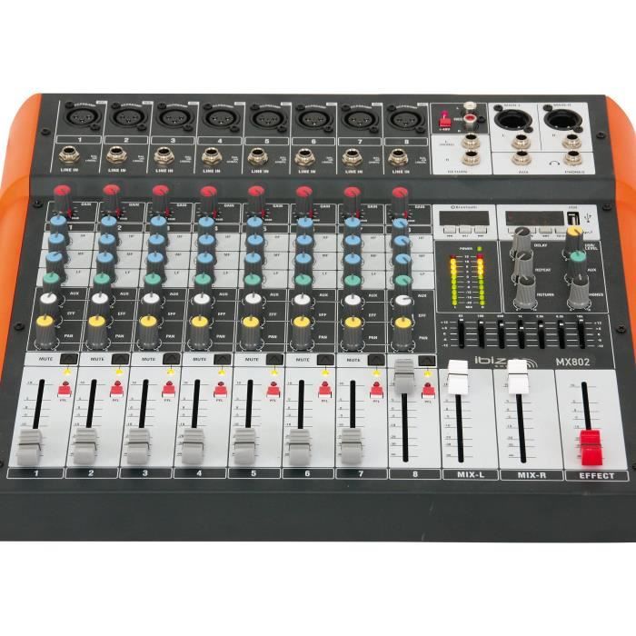 IBIZA SOUND MX802 - Table de mixage 8 canaux USB & Bluetooth
