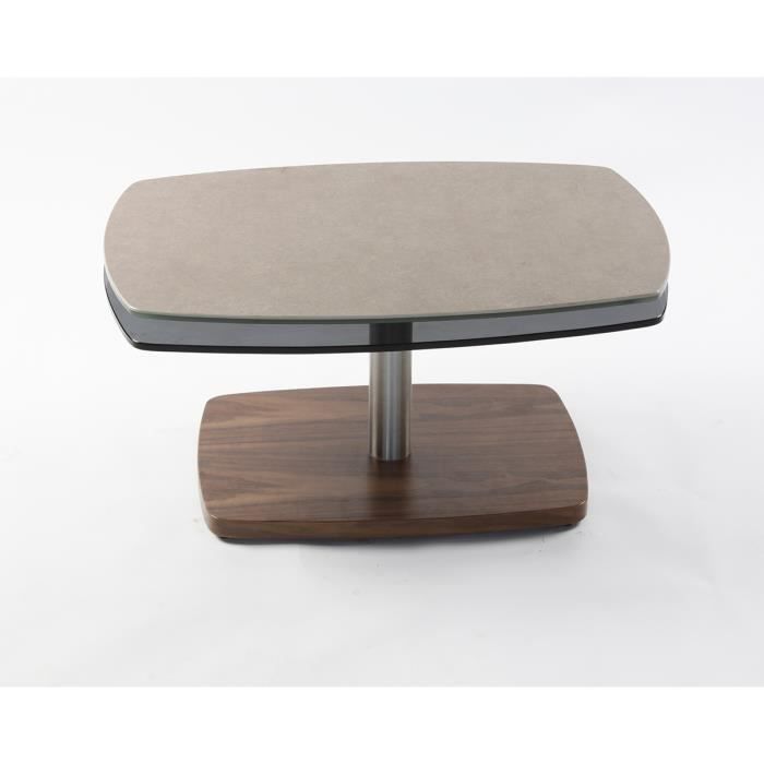 Table basse en acier - céramique coloris gris pierre - Longueur 116 x Largeur 50 x hauteur 41 cm