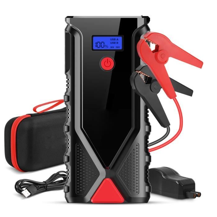 Booster Batterie Voiture 12800mAh 1200A Portable Booster de Batterie Moto (Jusqu’à 6.0L Essence/5.0L Diesel) avec Écran LCD