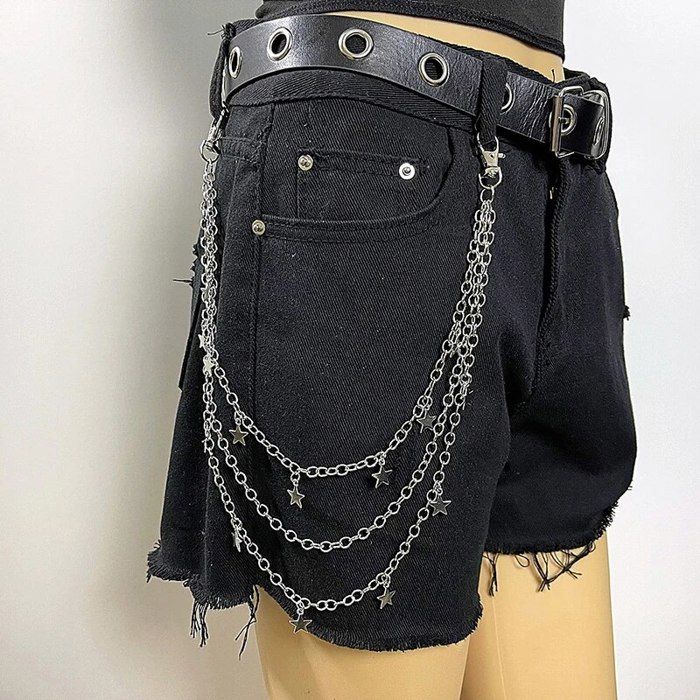 Mode Long Porte-clés Portefeuille Ceinture Chaîne Pantalon Hipster Pantalon Jean HipHop Bijoux Hommes 42CM Métal Porte-clés Chaîne K414