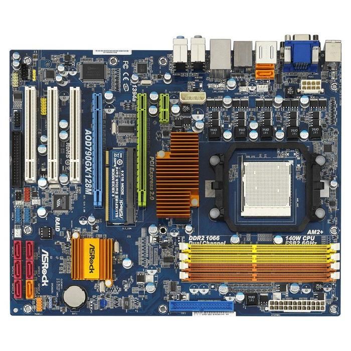 Carte mère ASRock AOD790GX/128M AMD 790GX Socket AM2/AM2+/AM3 4xDDR2 16GB ATX - Asrock