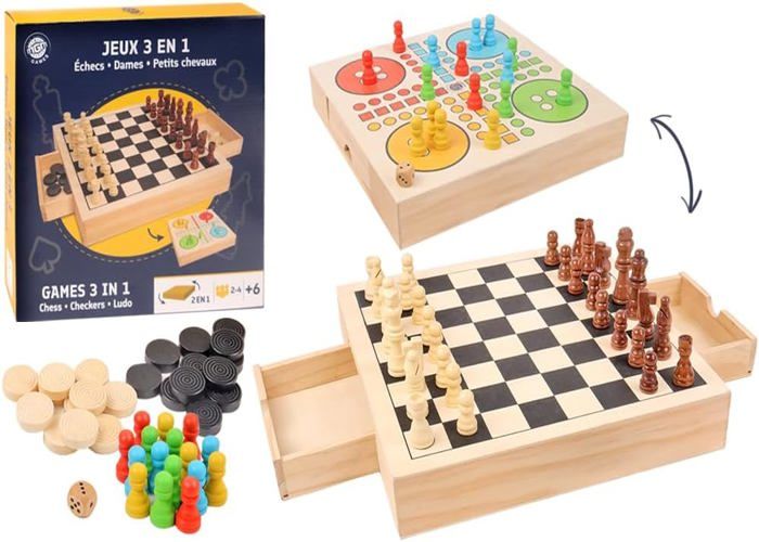 Malle à Jeux Tana Éditions - Contient Dames, échecs, Backgammon, Dominos, Petits Chevaux, Occasion