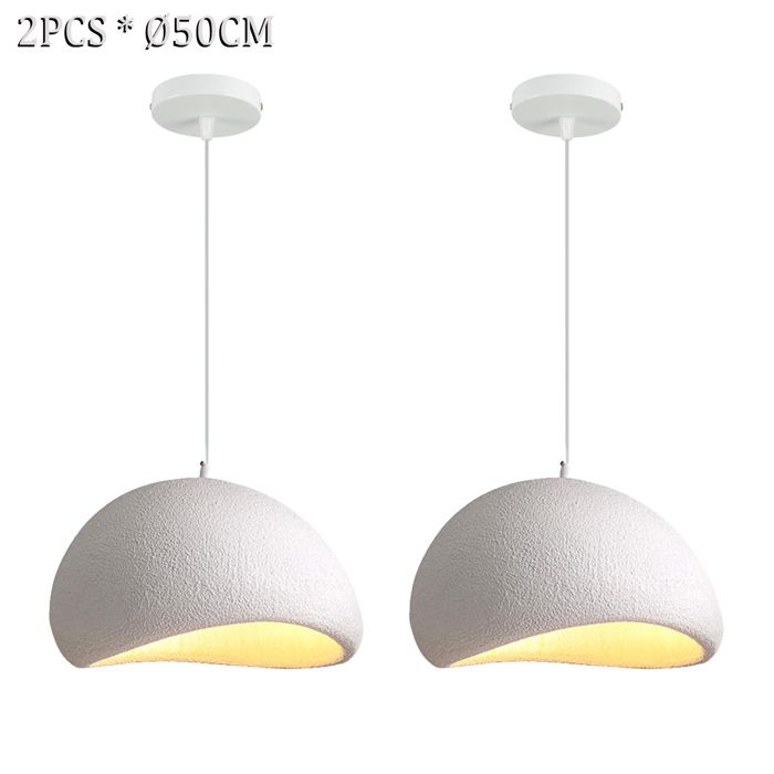 SNOGOLD 2x Suspension Vintage Lustre Industriel Abat-jour en Résine de Dôme Blanc Ø50cm E27 Luminaire Éclairage pour Couloir