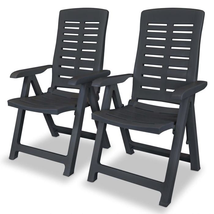 SALE 2025Chaises inclinables de jardin - lot de 2 - Fauteuils de Jardin Plastique Anthracite - 60x61x108 cm 12 84 Kg 9103