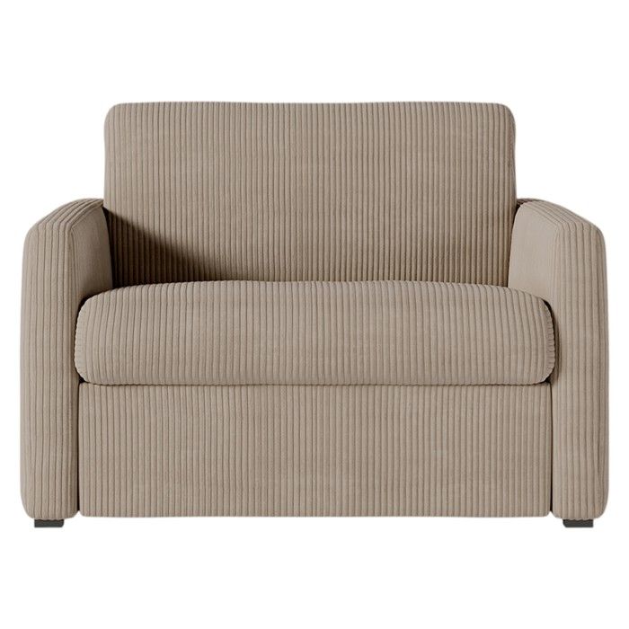 Fauteuil AGATHE convertible express couchage quotidien 70x190cm en velours côtelé taupe - Matelas 13cm