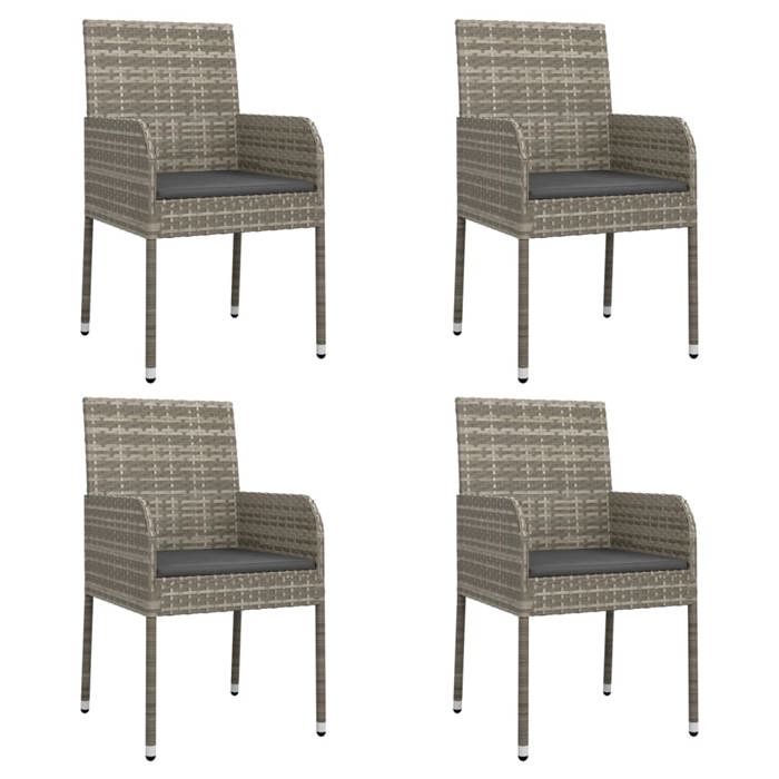 (SOLDES JUILLET)Chaises de jardin avec coussins 4 PCS - UU - Scandinave Fauteuil salon - Résine tressée Gris FR1319888
